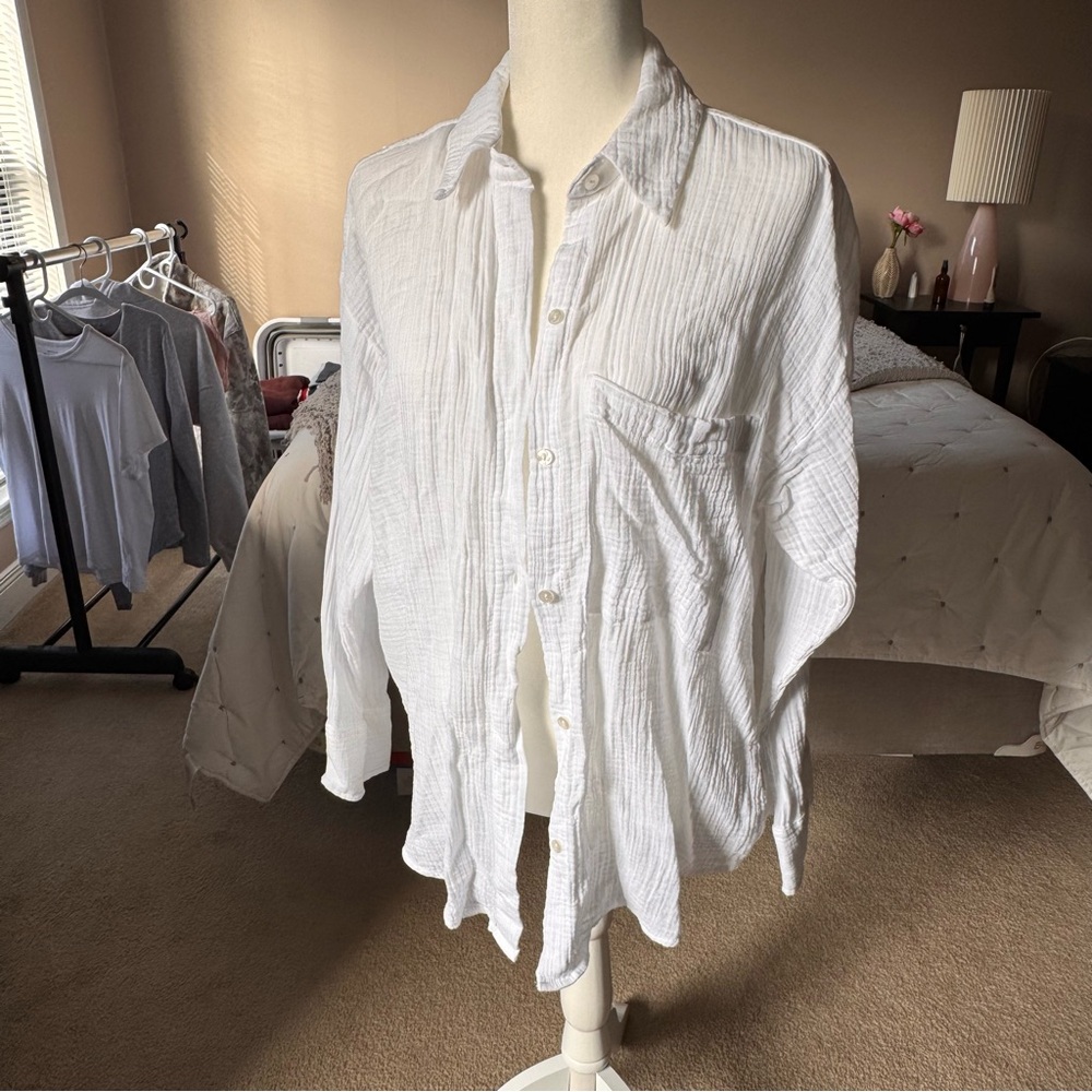 Gauzy white oversized button down